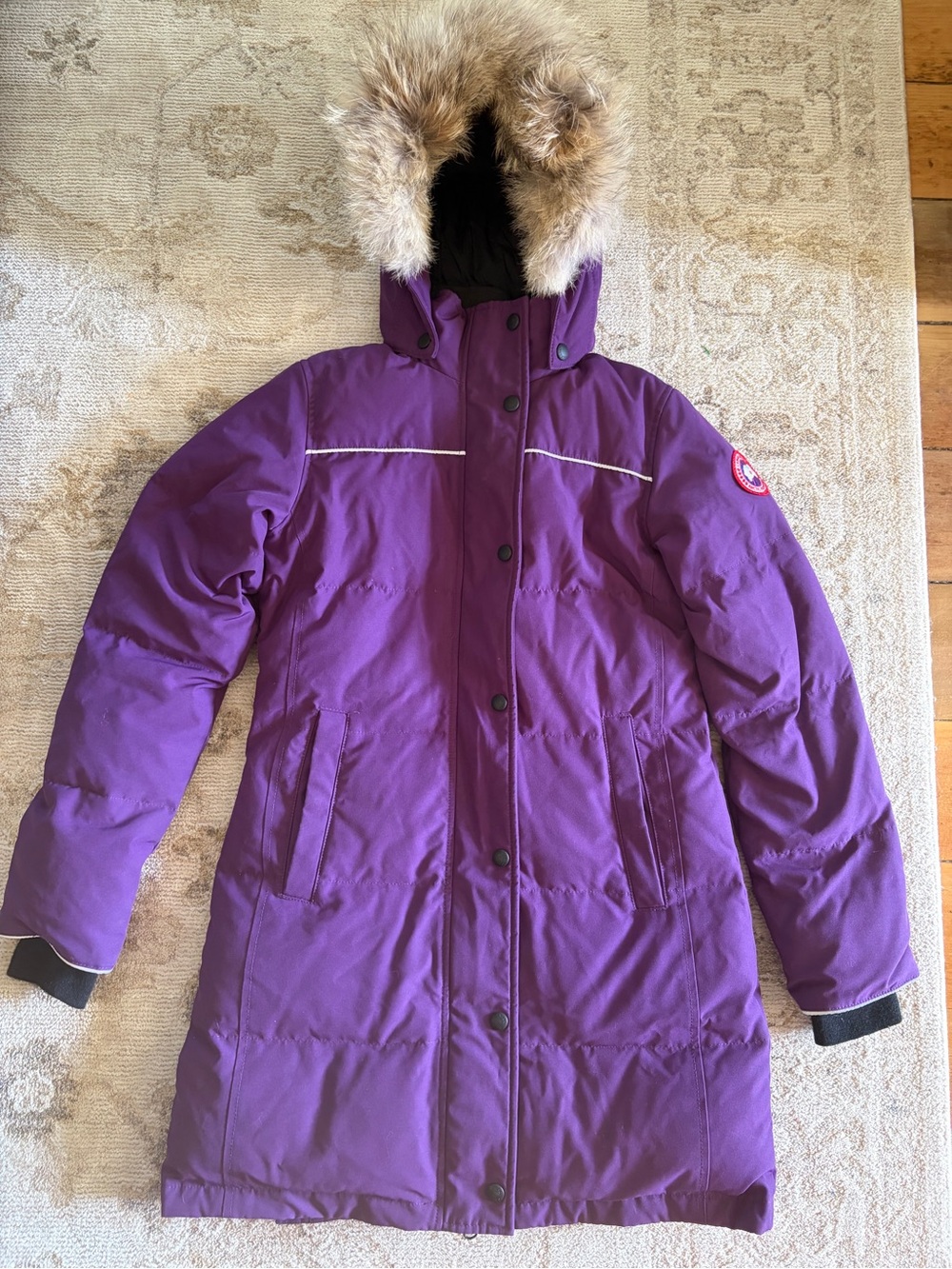 Canada Goose Purple Down Parka with Fur-Trim Hood